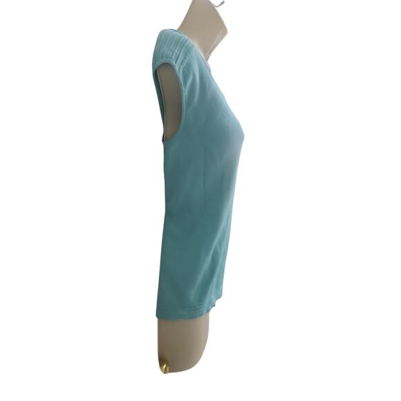 Cable & Gauge Womens Top Large Blue Knit Blouse Sleeveless - Picture 3 of 8